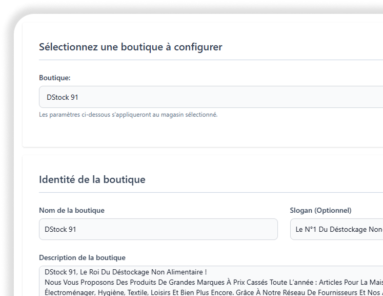 Illustration des boutiques secondaires
